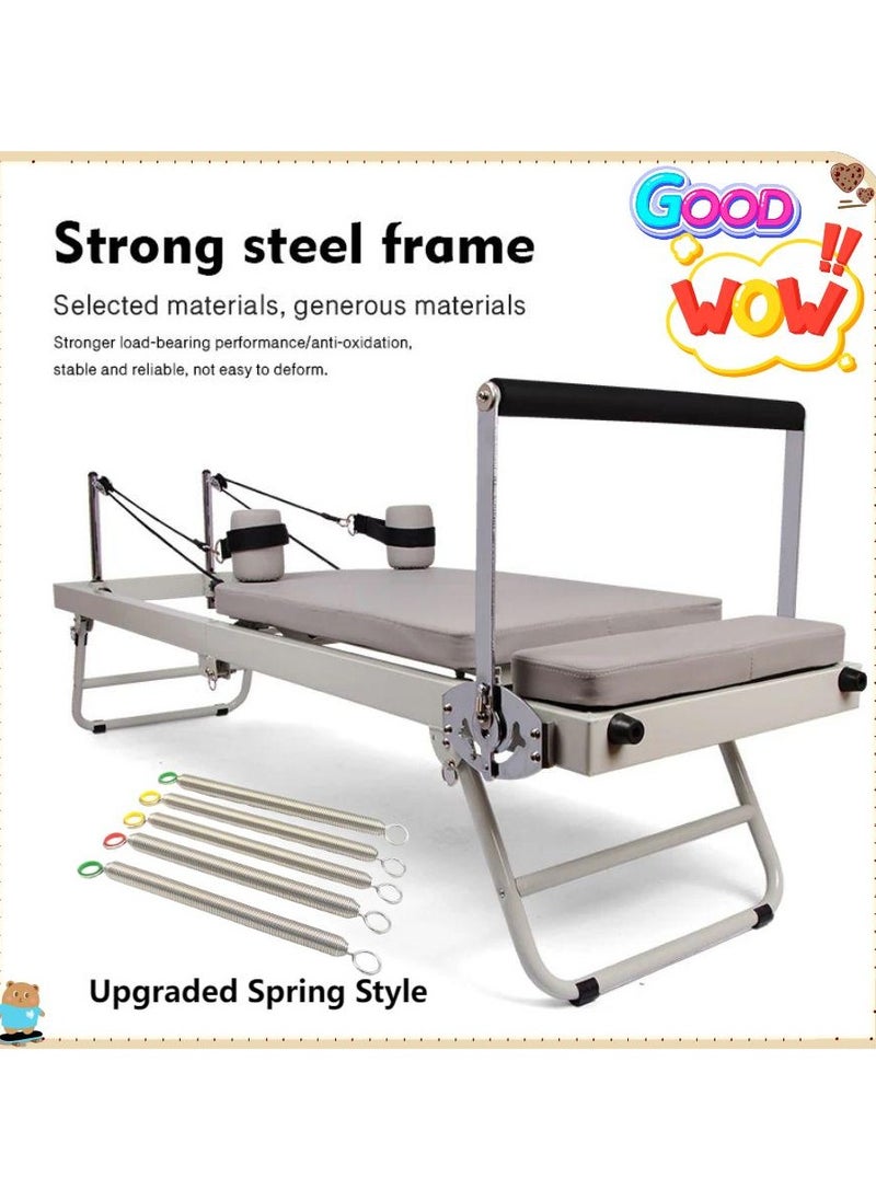 Pilates Reformer Machine, Foldable Pilates Machine Equipment for Home，Yogo Pilates Reformer Machine for Home and Gym with Springs