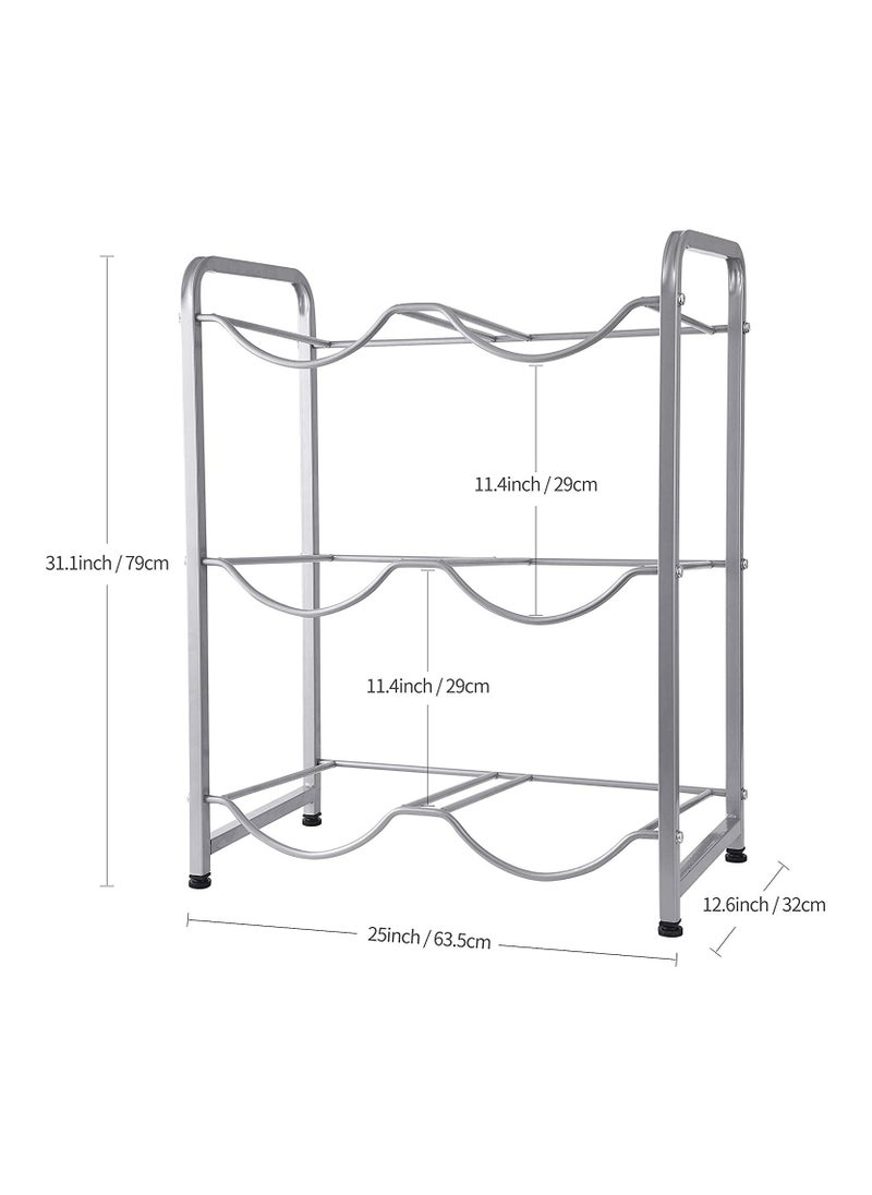 DubaiGallery - 5 gallon water bottle holder water jug holder rack 3-Tier Water Cooler Jug Rack for 6 Bottles 5 gallon water bottle storage Rack Heavy Duty With Floor Protection for Home Office - Image 1