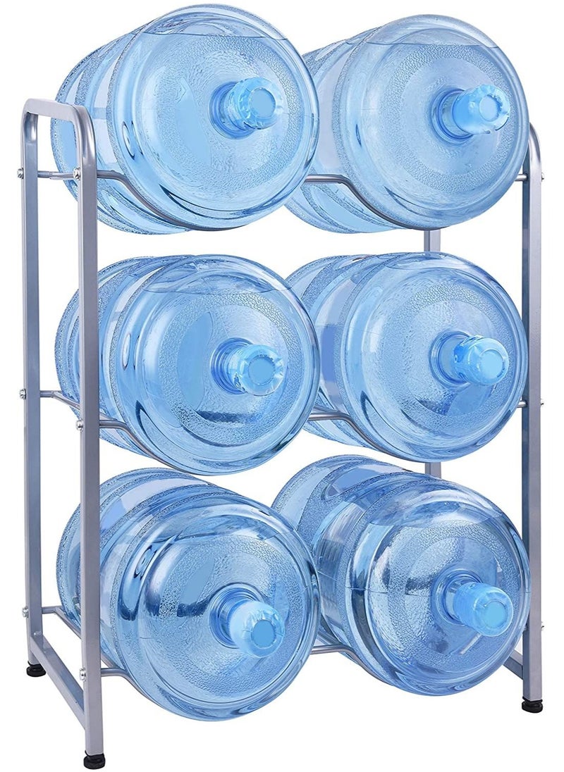 DubaiGallery - 5 gallon water bottle holder water jug holder rack 3-Tier Water Cooler Jug Rack for 6 Bottles 5 gallon water bottle storage Rack Heavy Duty With Floor Protection for Home Office - Image 1
