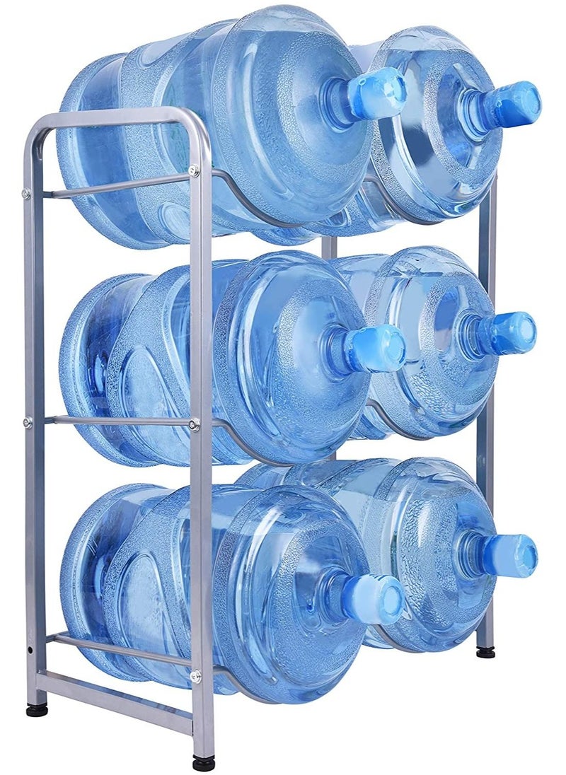 DubaiGallery - 5 gallon water bottle holder water jug holder rack 3-Tier Water Cooler Jug Rack for 6 Bottles 5 gallon water bottle storage Rack Heavy Duty With Floor Protection for Home Office - Image 1