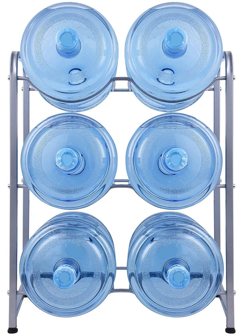 DubaiGallery - 5 gallon water bottle holder water jug holder rack 3-Tier Water Cooler Jug Rack for 6 Bottles 5 gallon water bottle storage Rack Heavy Duty With Floor Protection for Home Office - Image 1