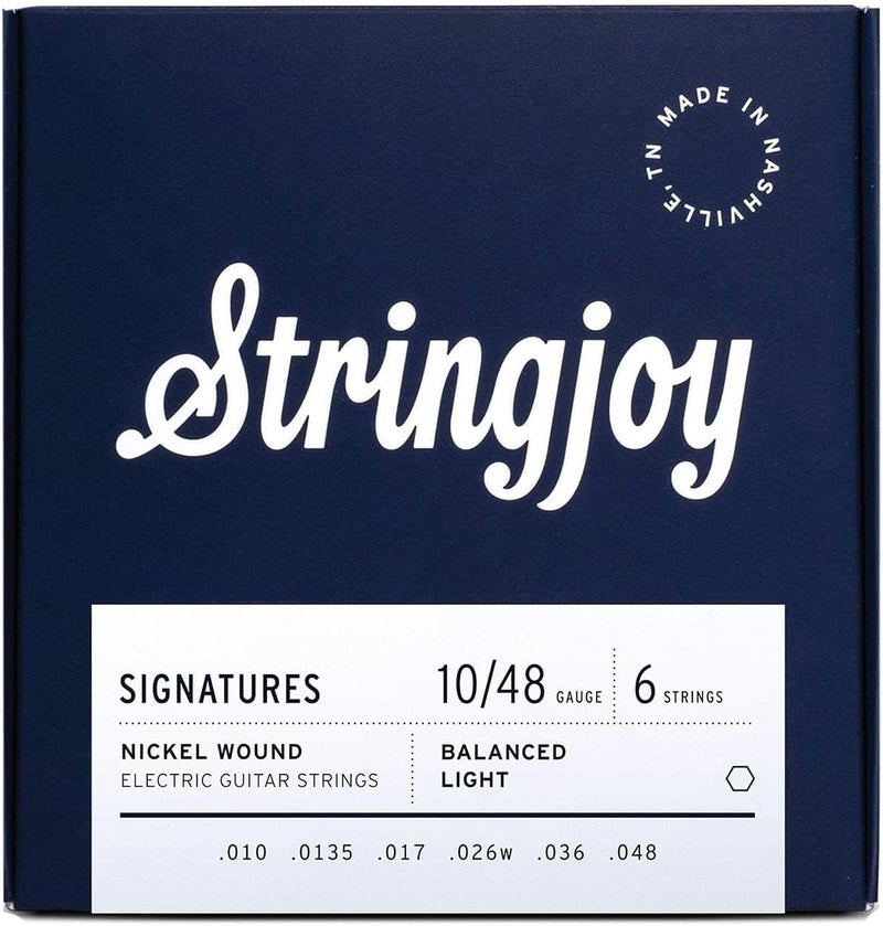 Stringjoy BAL10 Signatures Nickel Wound Guitar Strings, 10-48 Balanced Light Gauge, Electric Guitar Strings for Enhanced Tone, Guitar Strings Electric 6 String Set - Image 1
