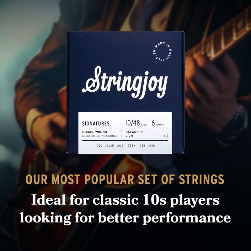 Stringjoy BAL10 Signatures Nickel Wound Guitar Strings, 10-48 Balanced Light Gauge, Electric Guitar Strings for Enhanced Tone, Guitar Strings Electric 6 String Set - Image 3