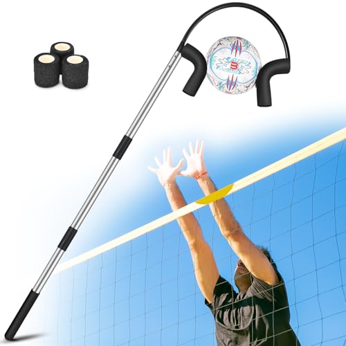 AugFir Volleyball Spike Trainer, Adjustable Length 55"-71" Volleyball Hitting Trainer, Double Arc Protection Quick Pickup Volleyball Training Equipment (B&S) - Image 1