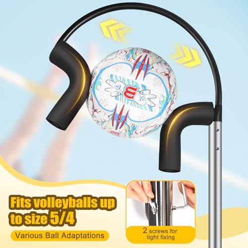 AugFir Volleyball Spike Trainer, Adjustable Length 55"-71" Volleyball Hitting Trainer, Double Arc Protection Quick Pickup Volleyball Training Equipment (B&S) - Image 2