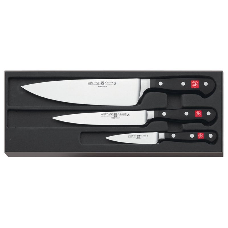 Wsthof  Three Piece Cooks Set  3 12 Paring Knife 6 Utility Knife and 8 Cooks Knife 9608
