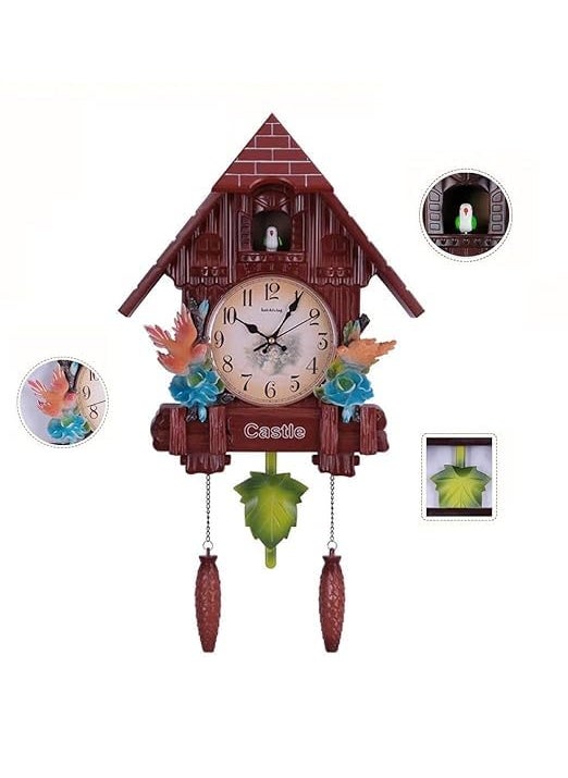 Three Secondz Three Secondz Cuckoo Bird Wall Clock with Fixed Door Door Does not Open or Close Size 65 cm x 16 cm x 37 cm Coffee Brown 