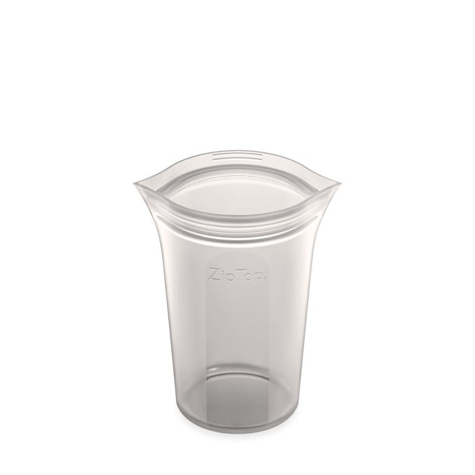 REUSABLE FOOD STORAGE BAGS MEDIUM CUP GRAY SILICONE MEAL PREP CONTAINER MICROWAVE DISHWASHER AND FREEZER SAFE MADE IN THE USA