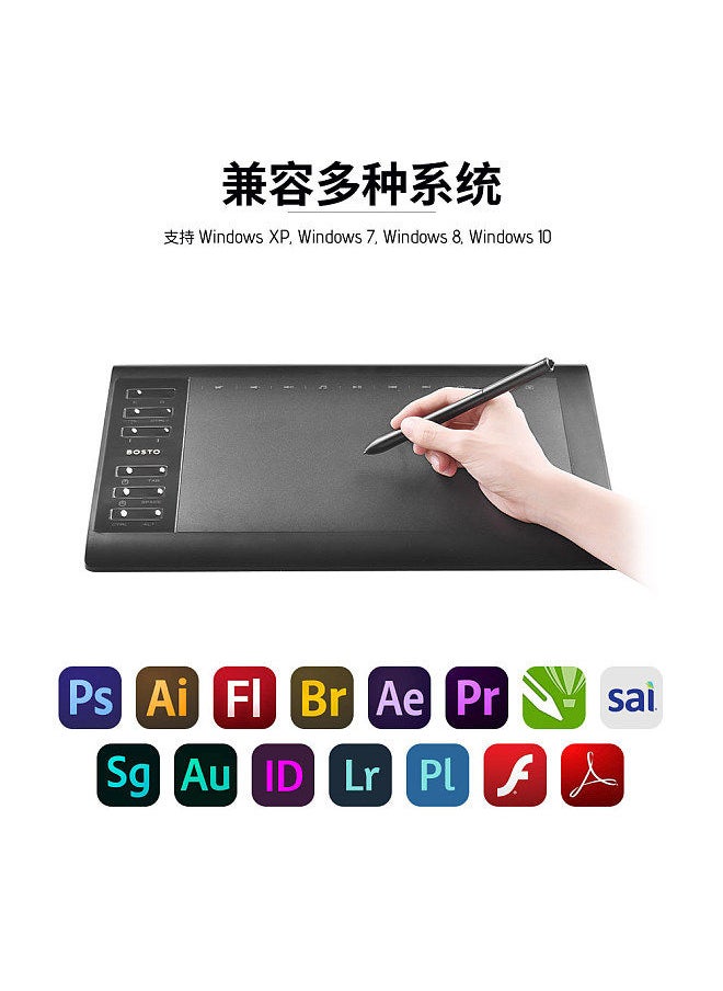 1060 Plus Digital Graphic Drawing Painting Animation Tablet Pad 10" * 6" Working Area 8192 Level Pressure Sensitivity with Wireless Battery-free Stylus for Drawing Design Online Course