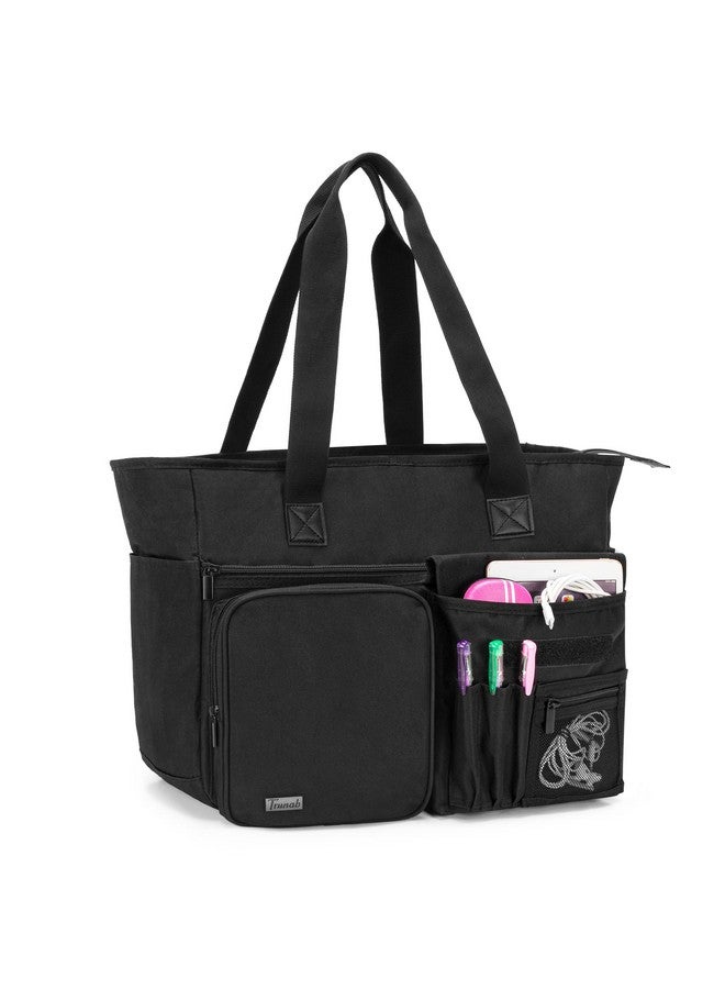 Trunab Nurse Tote Bag For Work With Padded 15.6” Laptop Sleeve Nurse Bag For Hospice Visit Home Health Care Black - Image 1