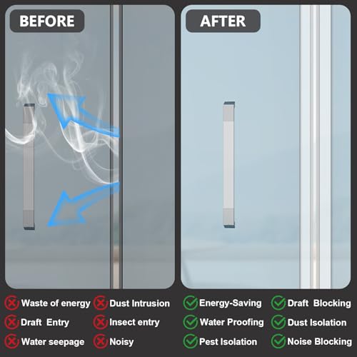 Bruiefpap Silicone Weather Stripping Door Seal,2025 Upgraded Seal Strip for Windows Gaps, Double-Sided Strong Adhesive Design,Door Seal Strip for Side of Door 1.37" x 20 ft,Transparent - Image 5