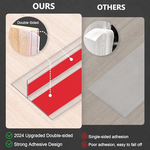 Bruiefpap Silicone Weather Stripping Door Seal,2025 Upgraded Seal Strip for Windows Gaps, Double-Sided Strong Adhesive Design,Door Seal Strip for Side of Door 1.37" x 20 ft,Transparent - Image 4