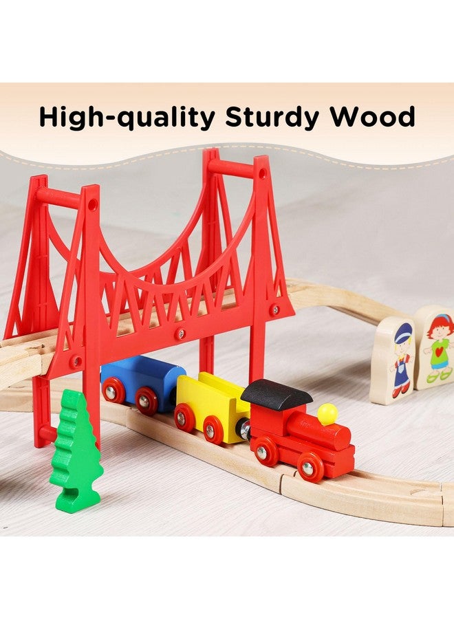 SainSmart Jr. SainSmart Jr. Wooden Train Set - Interactive Police Playset for Kids | Building Toy with Train, Figures & Accessories | Compatible with Brio, Thomas, Melissa and Doug | Educational STEM Gift (Village)  - Image 3