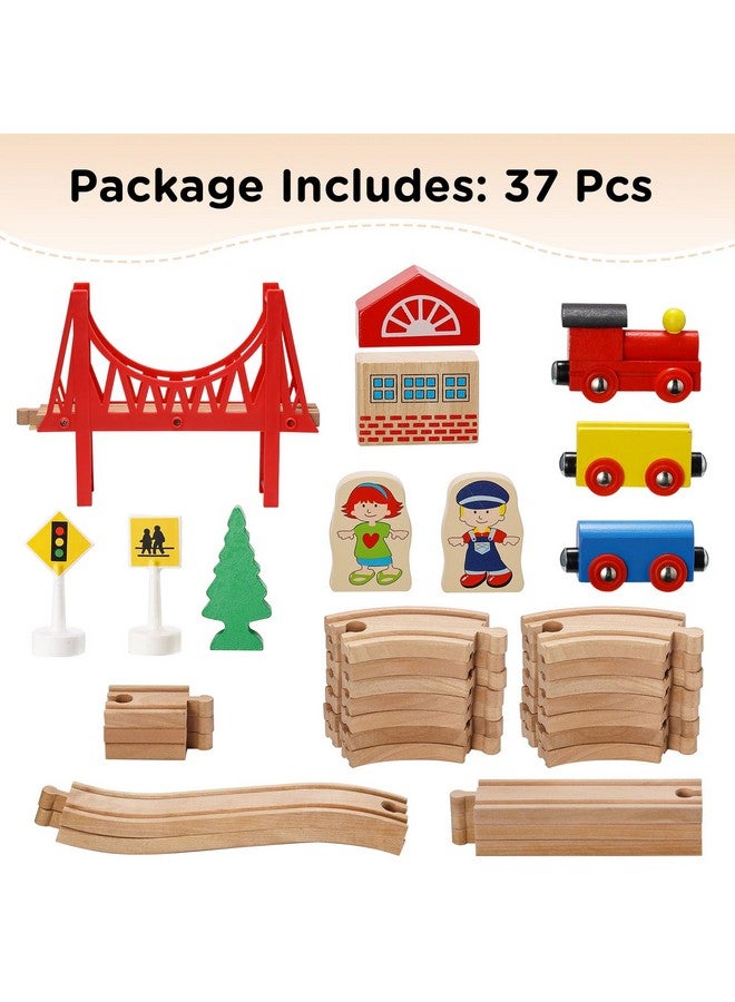 SainSmart Jr. SainSmart Jr. Wooden Train Set - Interactive Police Playset for Kids | Building Toy with Train, Figures & Accessories | Compatible with Brio, Thomas, Melissa and Doug | Educational STEM Gift (Village)  - Image 2