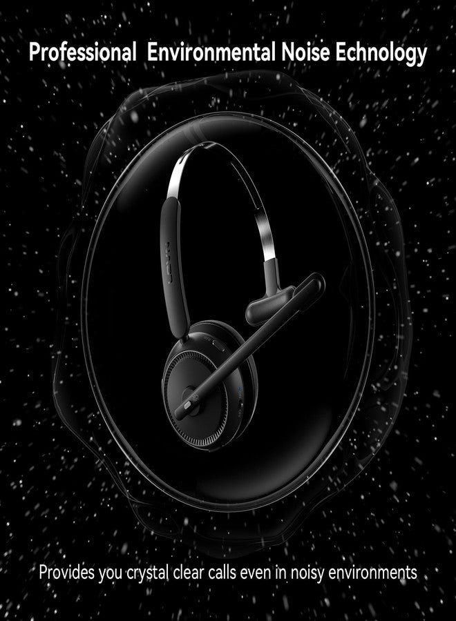 LEVN Wireless Headset 5.2 for Call Center, Bluetooth Headphones with Mic for Work(Noise Cancelling), 65 Hours Woktime & Mute Button,Wireless Headset for Work from Home/Office/PC/Computer/Laptop(Black) - Image 2
