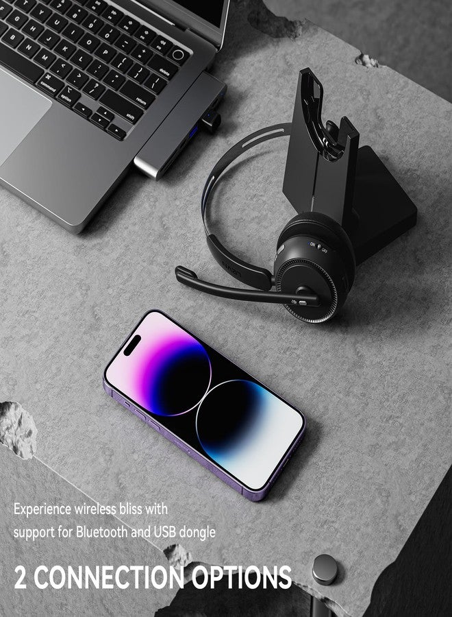 LEVN Wireless Headset 5.2 for Call Center, Bluetooth Headphones with Mic for Work(Noise Cancelling), 65 Hours Woktime & Mute Button,Wireless Headset for Work from Home/Office/PC/Computer/Laptop(Black) - Image 3