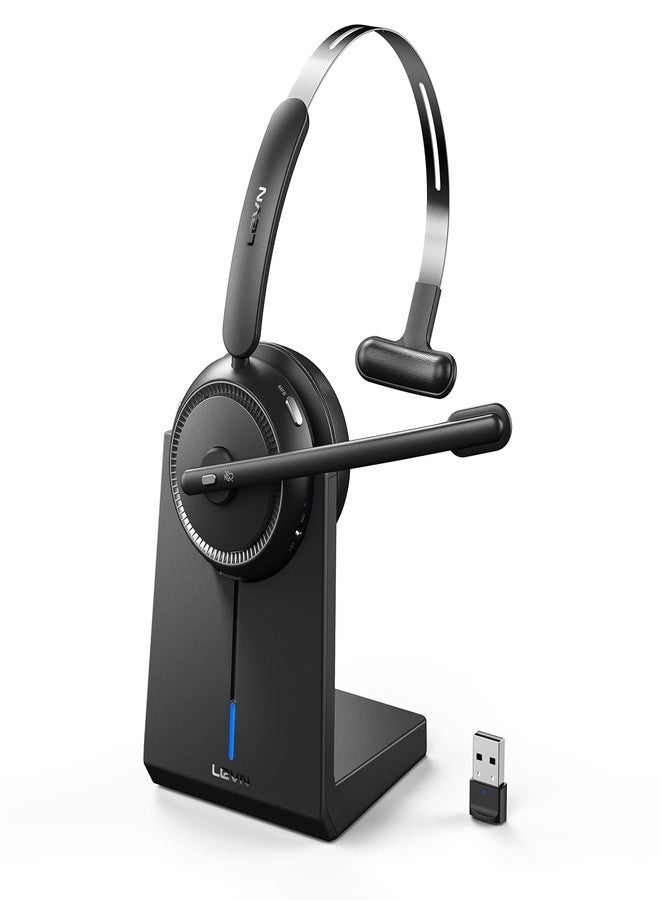 LEVN Wireless Headset 5.2 for Call Center, Bluetooth Headphones with Mic for Work(Noise Cancelling), 65 Hours Woktime & Mute Button,Wireless Headset for Work from Home/Office/PC/Computer/Laptop(Black) - Image 1