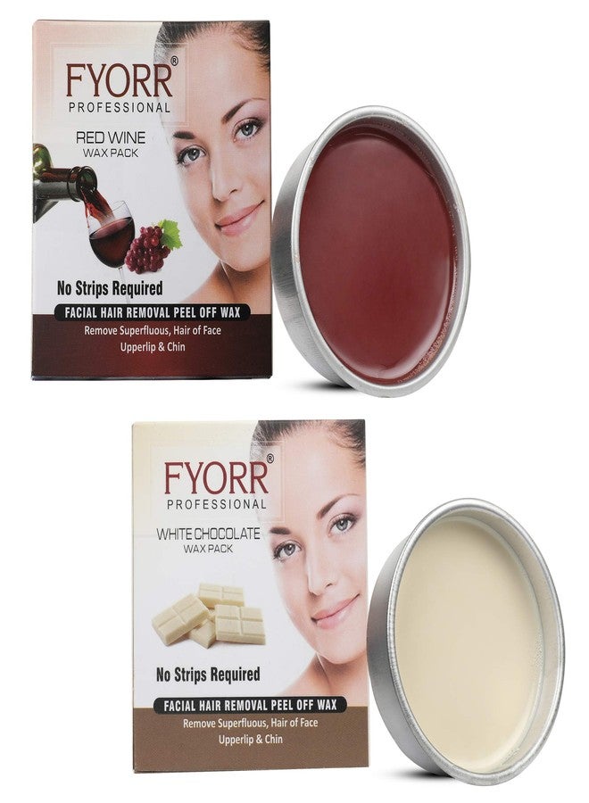 FYORR Facial Katori Peel-Off Wax Combo - 2 Red wine & White Choclate, 80 gm each - Image 1