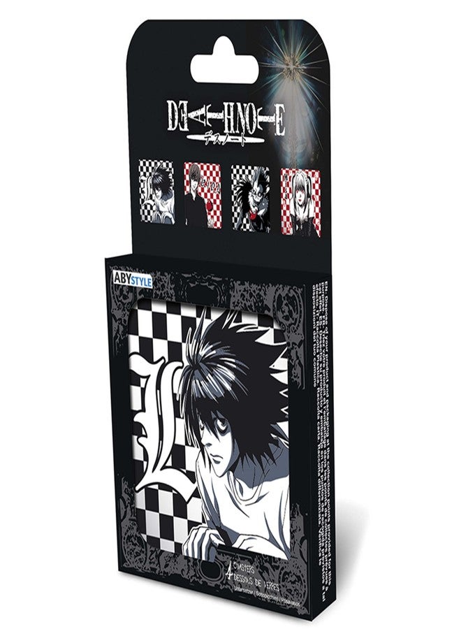 ABYstyle Death Note Anime Coasters Set of 4 – L, Light Yagami, Ryuk & Misa Amane – Official Licensed Drink Coasters – Collectible Tableware for Home & Office - Image 1
