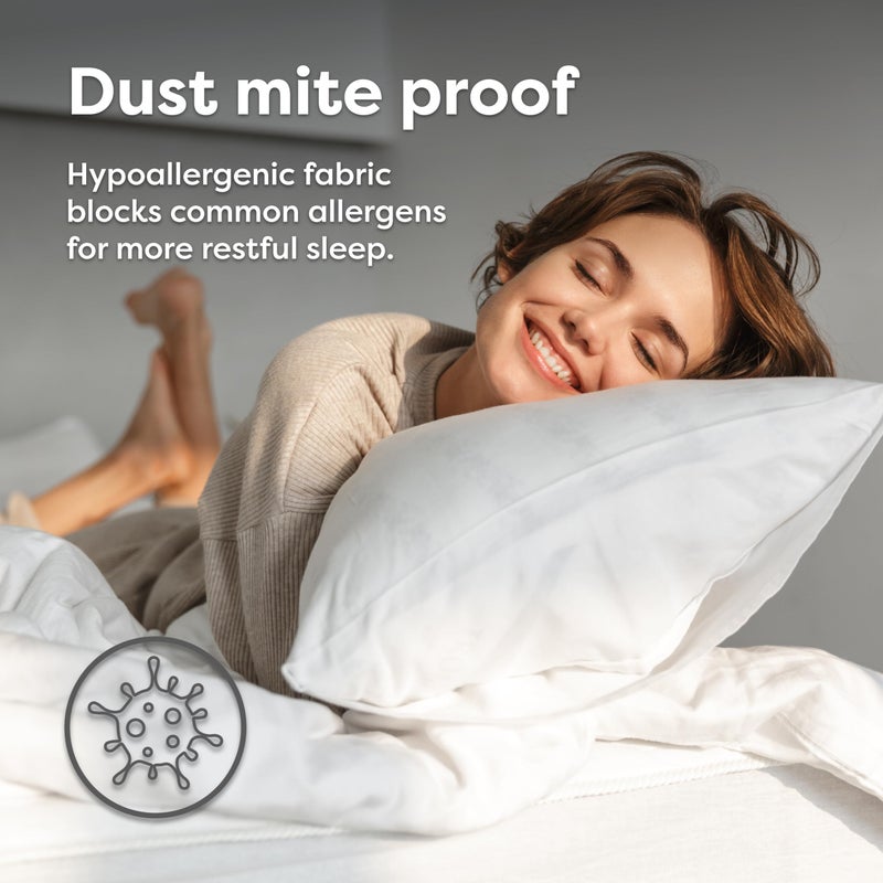 HOSPITOLOGY PRODUCTS Box Spring Encasement - Zippered Bed Bug Dust Mite Proof Hypoallergenic - Sleep Defense System - Split King - 39" W x 80" L - Set of 2 for Split Box Spring ONLY - Image 3