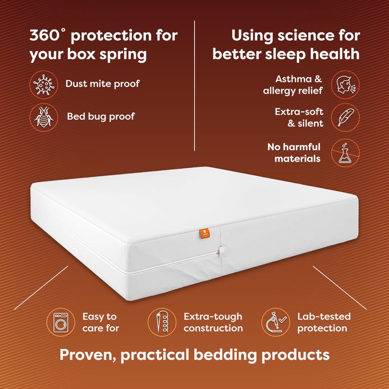 HOSPITOLOGY PRODUCTS Box Spring Encasement - Zippered Bed Bug Dust Mite Proof Hypoallergenic - Sleep Defense System - Split King - 39" W x 80" L - Set of 2 for Split Box Spring ONLY - Image 2