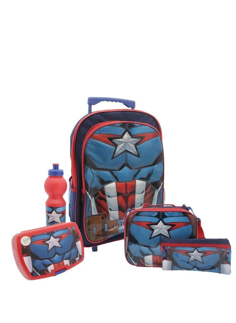 MARVEL Captain America 5-in-1 Value Set Trolley Bag with Accessory