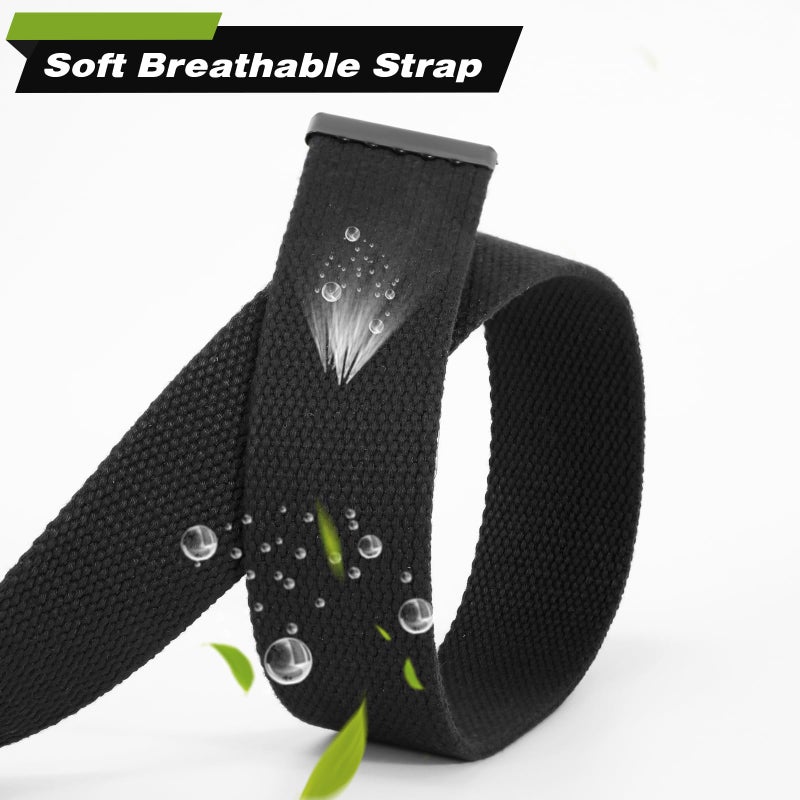 WHIPPY Canvas Web Belt Flip-Top Solid Black Military Buckle Fully Adjustable Mens Webbing Belts Cut To Fit Black S - Image 2