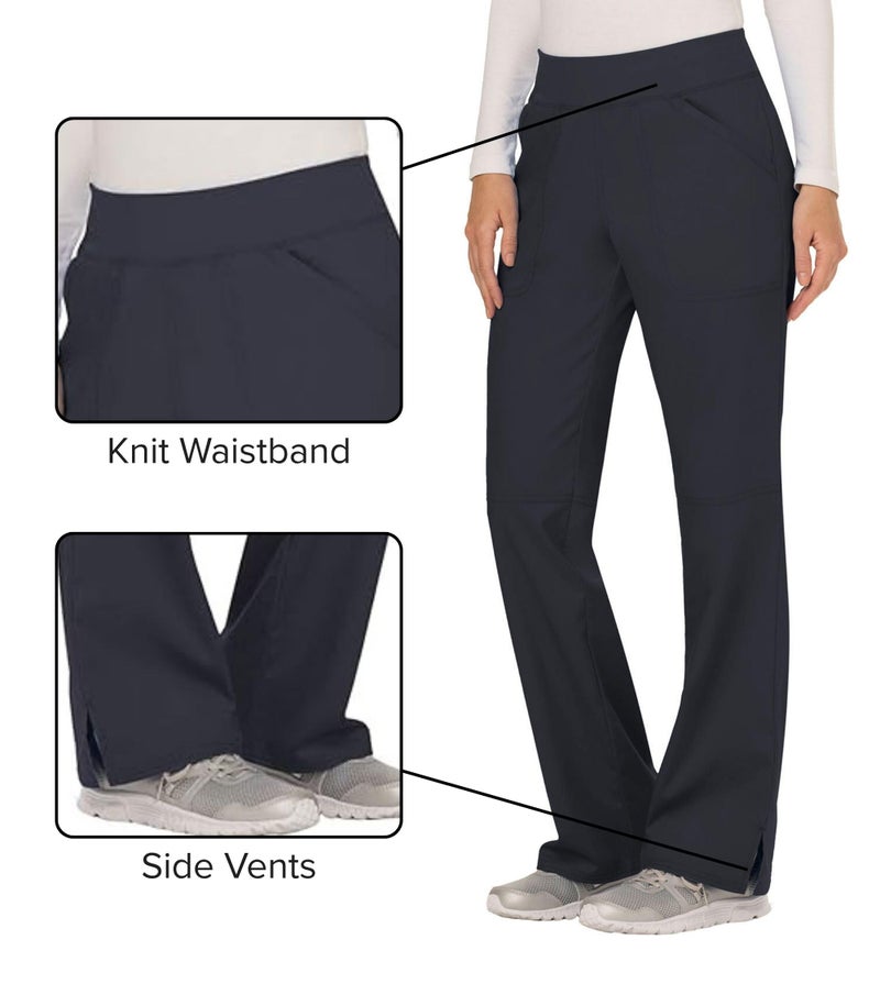 Cherokee Women Scrub Pant with Straight Leg Pull-on Pant Medical Bottom with 4 Pocket & 2-Way Stretch Fabric - WW110, L, Pewter - Image 3