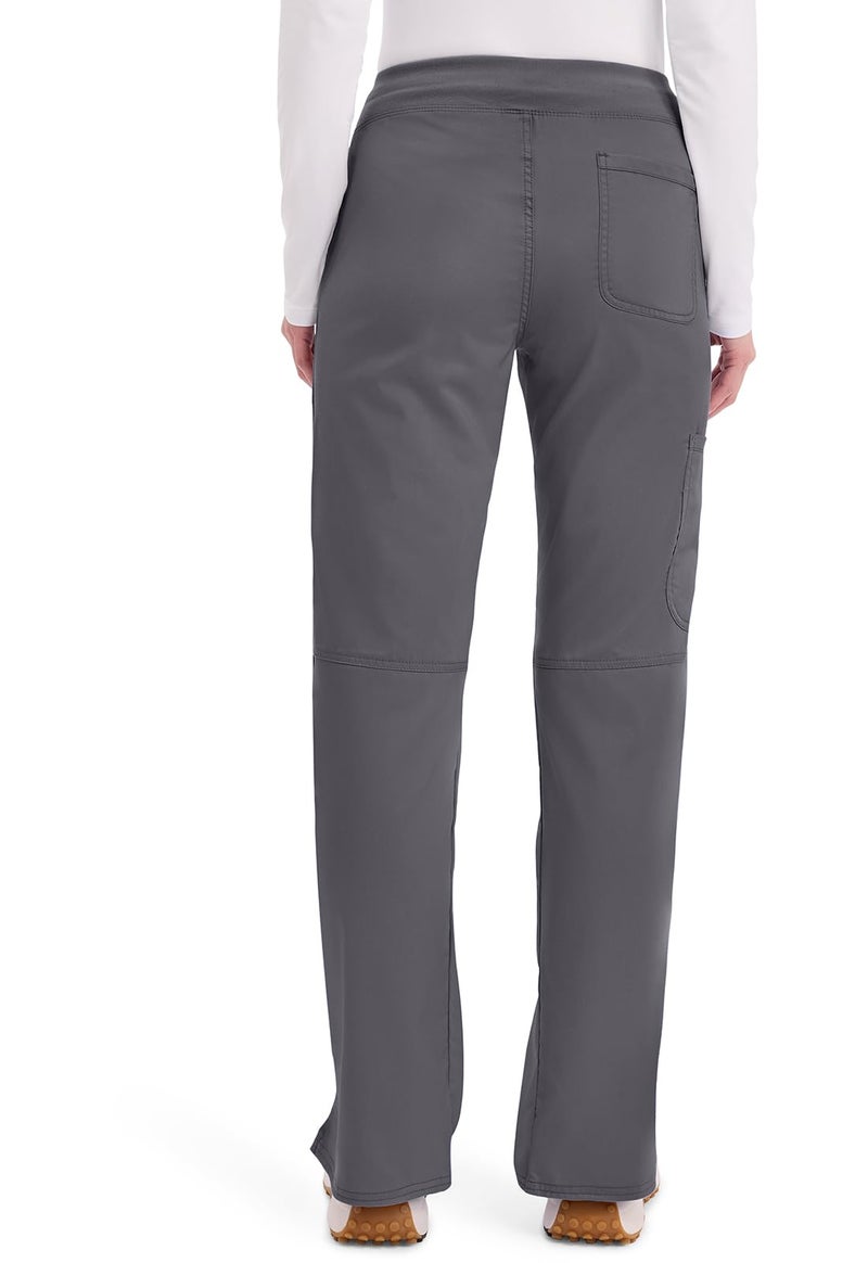 Cherokee Women Scrub Pant with Straight Leg Pull-on Pant Medical Bottom with 4 Pocket & 2-Way Stretch Fabric - WW110, L, Pewter - Image 2
