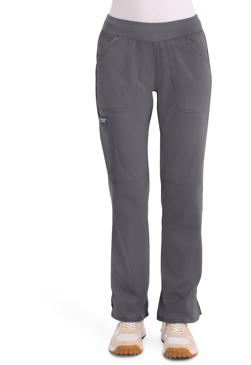 Cherokee Women Scrub Pant with Straight Leg Pull-on Pant Medical Bottom with 4 Pocket & 2-Way Stretch Fabric - WW110, L, Pewter - Image 1