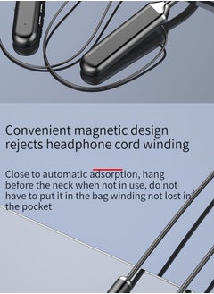 Generic New Wireless Bluetooth Sports Headphones Digital Display Hanging Neck High-Capacity Ultra-Long Battery Life Bluetooth Headphones (Black)  - Image 5
