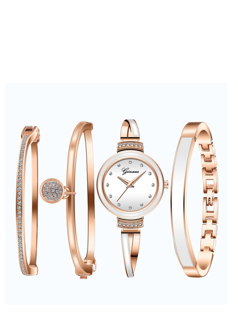 Stylish beautiful Ladies Watch Bracelet 4PCS Charming and elegant holiday gift women's Watch Set