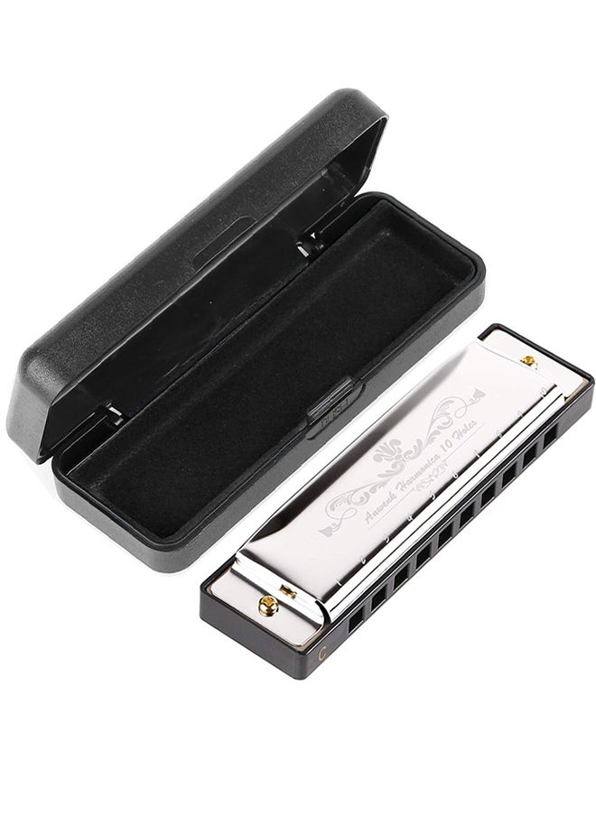 Generic Harmonica, C Key Blues Harmonica for Beginners and Adults, 10 Holes Mouth Organ Blues Harp Diatonic Harmonica,Children Musical Instrument(Silver)  - Image 1