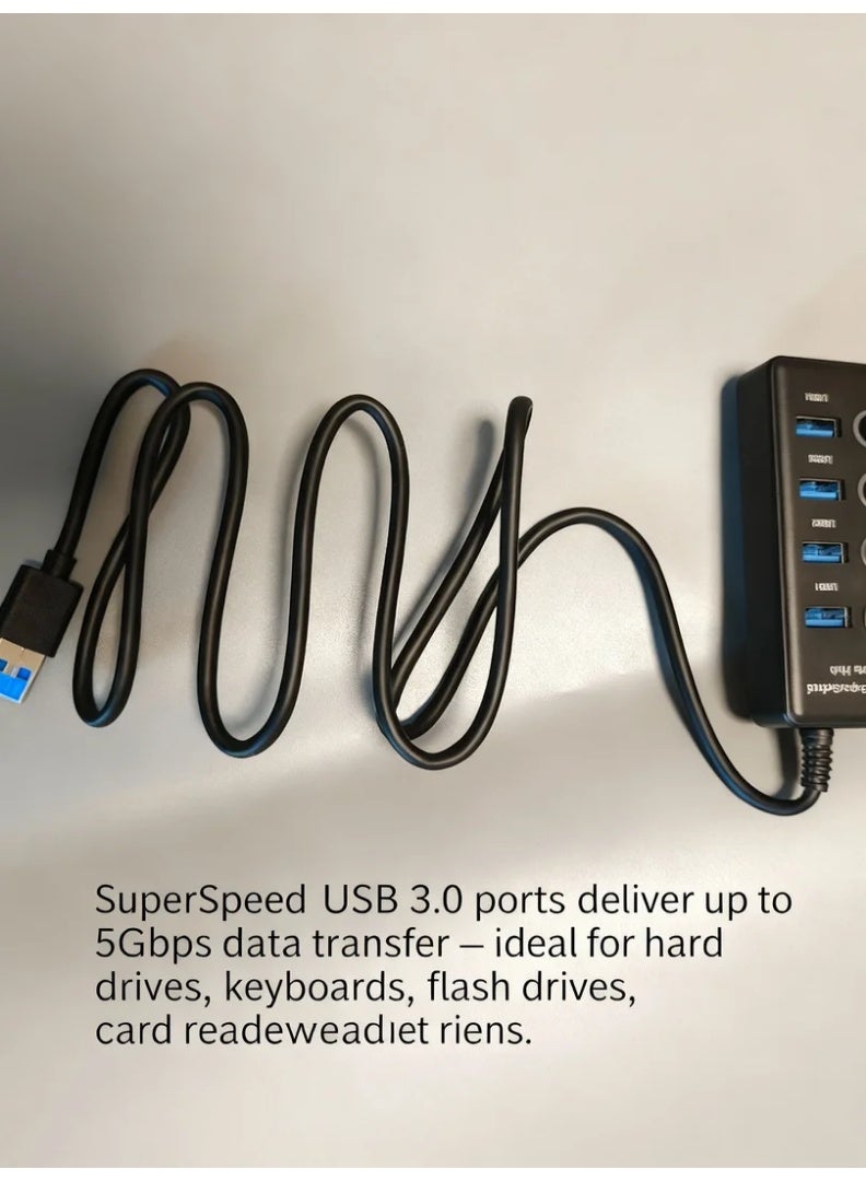 robotgcc USB 3.0 Hub 4-Port High-Speed Expansion Adapter with 1m Extended Cable | Multi-Device USB Splitter for Laptops, PCs, Notebooks and Mac | Supports Keyboards, Mice, Flash Drives, External HDDs, SSDs, Printers, Gaming Accessories, Office Peripherals and Daily Multi-Device Connectivity - Image 3