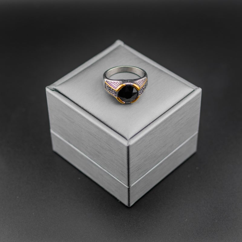 Silver Zirconic Stainless Steel Ring For Him - Size 10 - Image 1