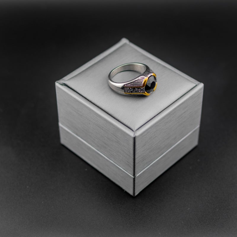 Silver Zirconic Stainless Steel Ring For Him - Size 10 - Image 2