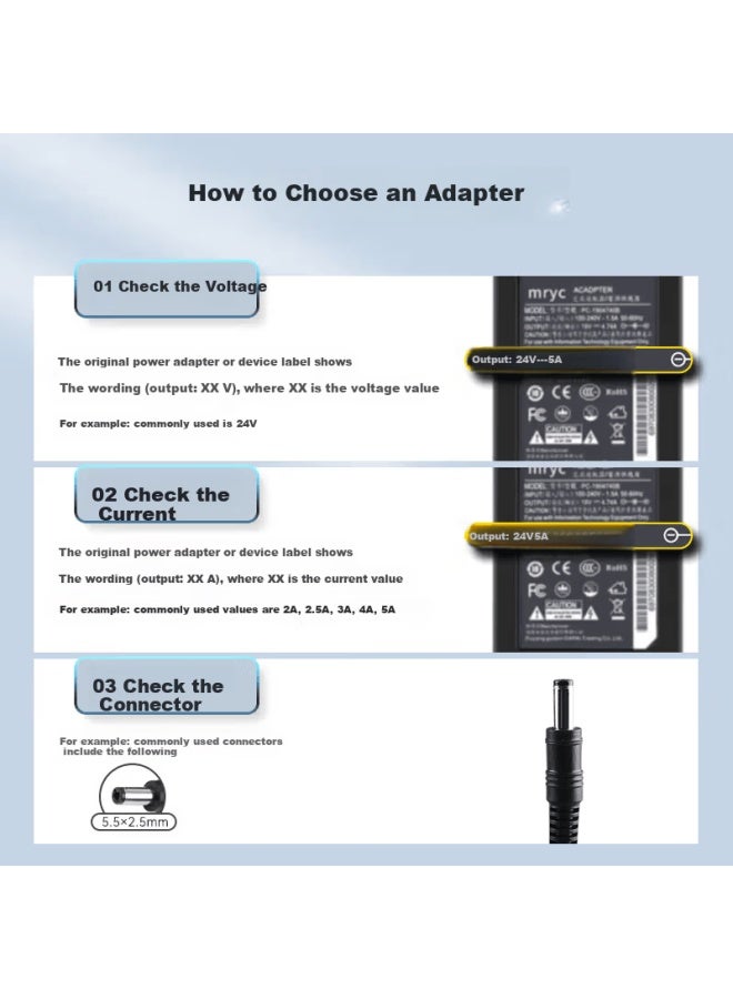 Mryc 24v 5a Universal Power Adapter 4a/3a/2a/1a For Midea, Haier, Xiaomi, Smith Water Purifier, Water Dispenser, Printer, Massager Charger - Image 4