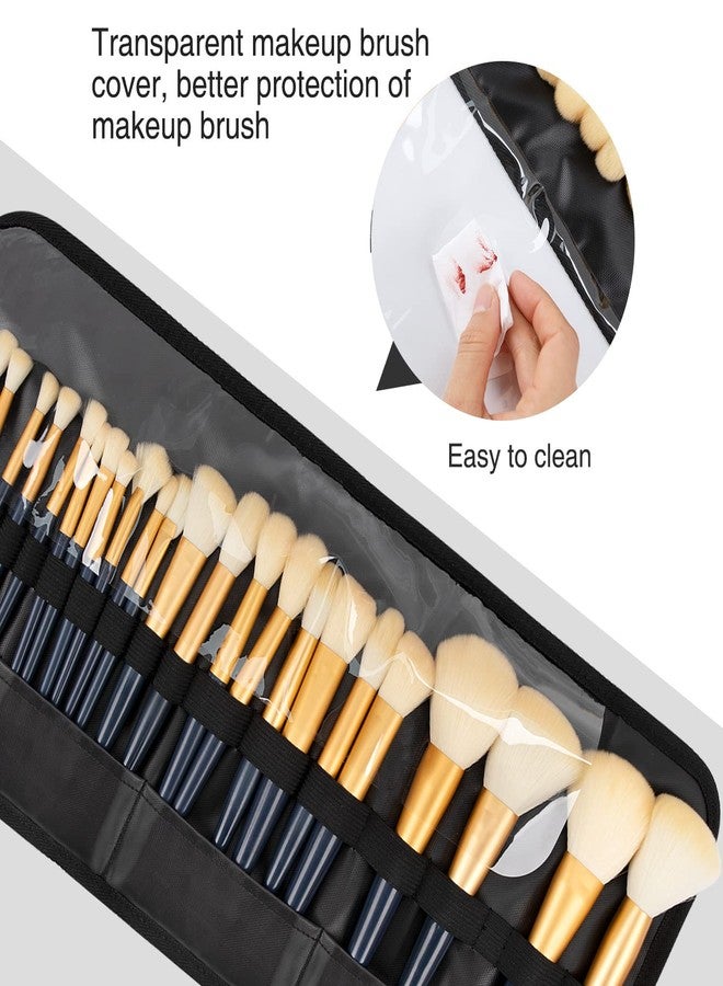 OCHEAL Makeup Brush Holder,Makeup Brush Organizer,Travel Makeup Brushes Bag Cosmetic Bags Pouch for Women Brushes Case Makeup Artist -Black Rhombus - Image 3