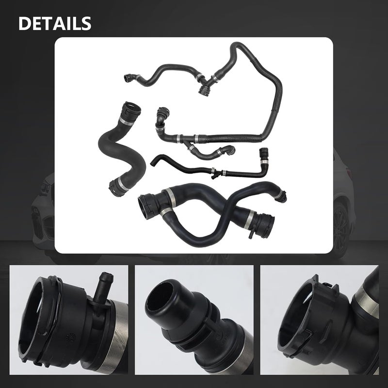 MUNIK Upper Radiator Coolant Hose Set of 4 for 2007-2013 BMW E70 X5 - Image 4