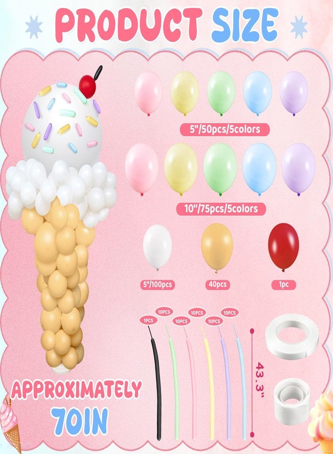 WinnerWhy 330 Pcs Ice Cream Party Decorations Ice Cream Balloon Garland Kit Pastel Balloon Garland Arch Kit Macaron Rainbow Balloons Ice Cream Party Supplies for Baby Shower Birthday DIY Supplies - Image 2