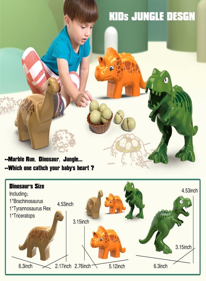 JIXIn Dinosaur Marble Runs for Kids 4-8 - Building Blocks Compatible with DUPLO Lego Sets - 125 PCS Classic Big Blocks for Toddlers Ages 3-5 - Montessori Learning STEM Toys - Image 4