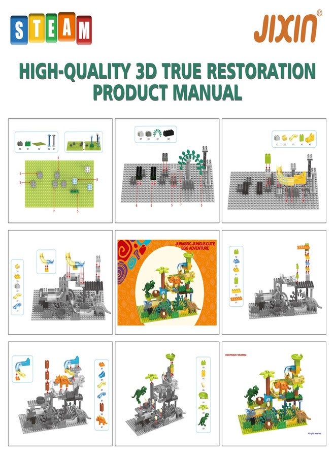 JIXIn Dinosaur Marble Runs for Kids 4-8 - Building Blocks Compatible with DUPLO Lego Sets - 125 PCS Classic Big Blocks for Toddlers Ages 3-5 - Montessori Learning STEM Toys - Image 3