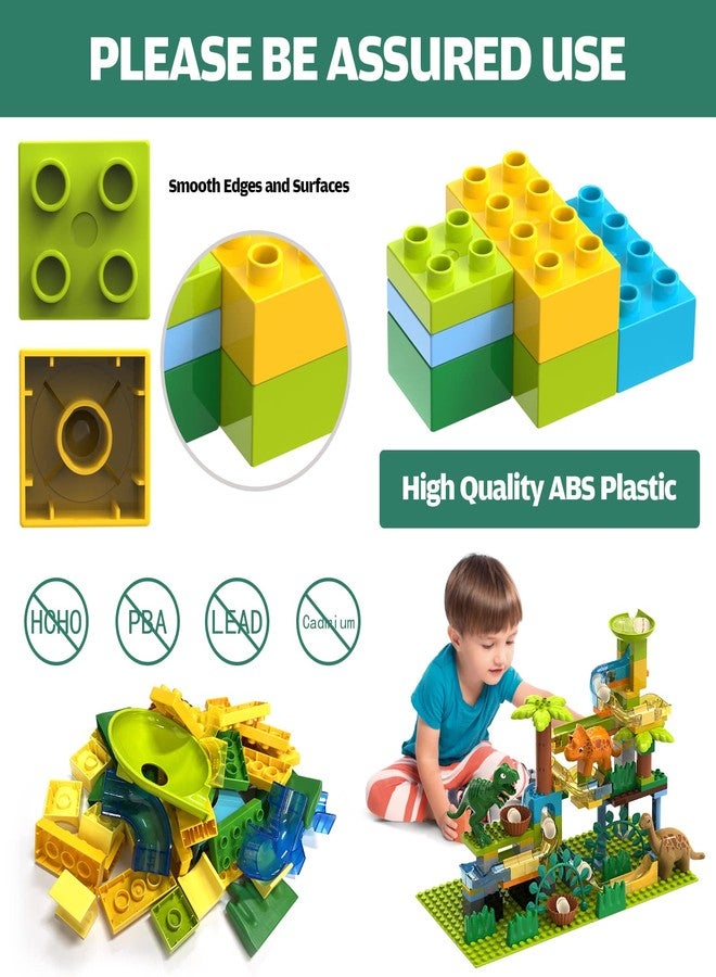 JIXIn Dinosaur Marble Runs for Kids 4-8 - Building Blocks Compatible with DUPLO Lego Sets - 125 PCS Classic Big Blocks for Toddlers Ages 3-5 - Montessori Learning STEM Toys - Image 5