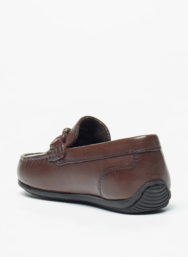 سيد دوتشيني Boys Solid Slip-On Moccasins with Textured Trim