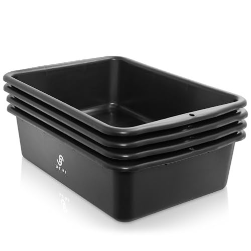 Jubilee 4Pk Plastic Storage Bin 20L Black Bus Utility Tub Heavy Duty Commercial Dishwashing Box for Restaurant Kitchen Organization and Storage - Image 3