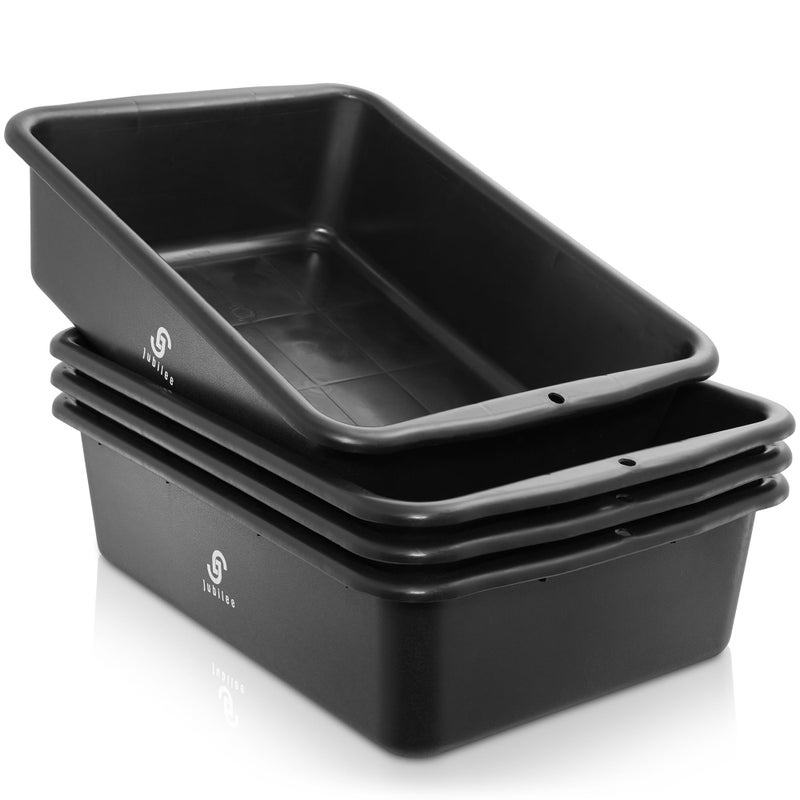 Jubilee 4Pk Plastic Storage Bin 20L Black Bus Utility Tub Heavy Duty Commercial Dishwashing Box for Restaurant Kitchen Organization and Storage - Image 2