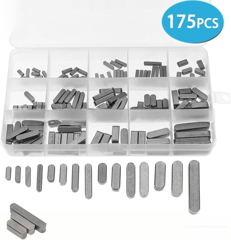 175Pcs Parallel Drive Shaft Key Stock Assortment Carbon Steel Keyway Set - Image 3