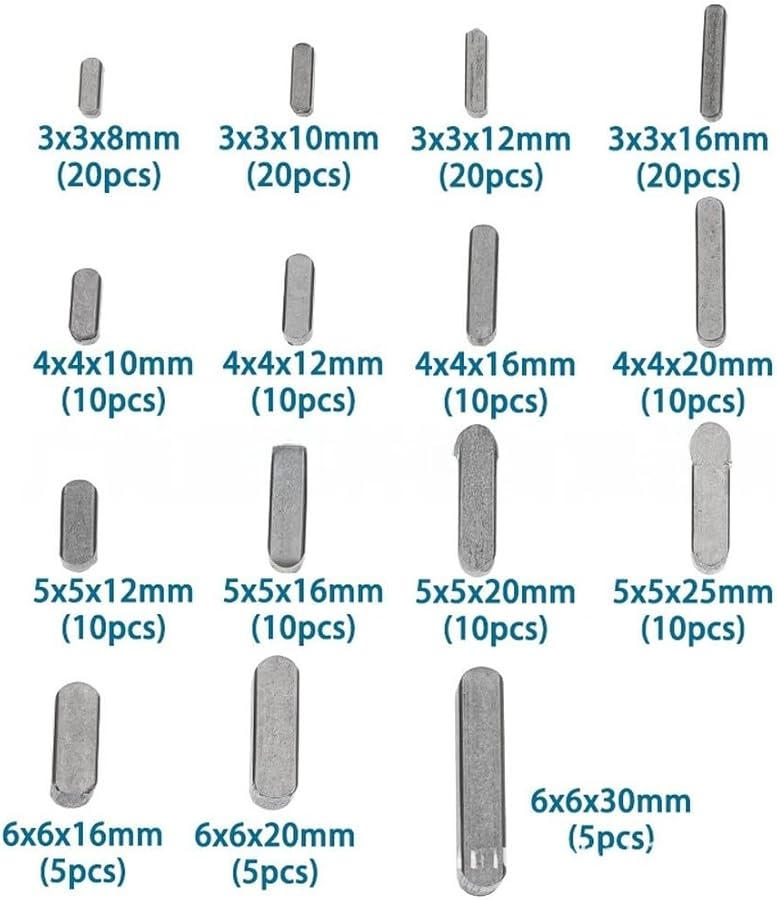 175Pcs Parallel Drive Shaft Key Stock Assortment Carbon Steel Keyway Set - Image 4