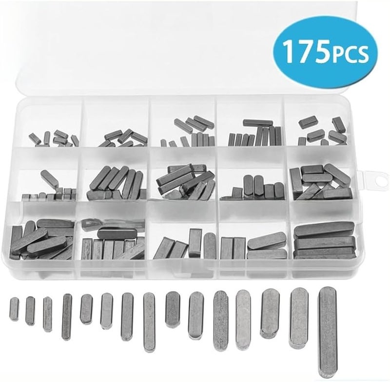 175Pcs Parallel Drive Shaft Key Stock Assortment Carbon Steel Keyway Set - Image 5