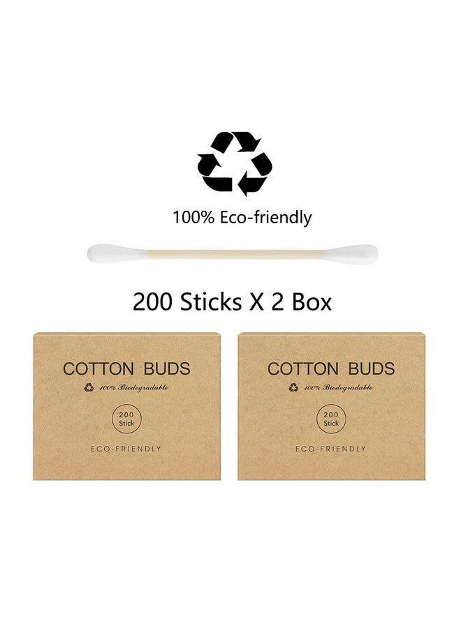 Kiemeu Bamboo Qtips Cotton Swabs With Wooden Sticks Q Tips For Ears Swabs 400 Count Bamboo Cotton Buds - Image 3
